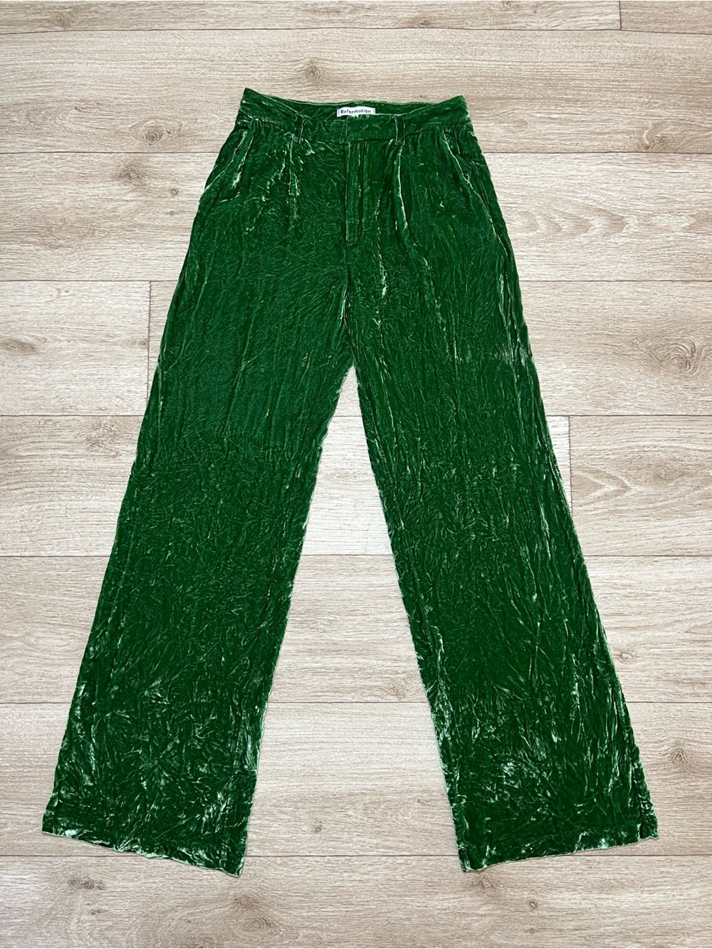 Reformation Wes Velvet Pants Green Palm Green Size 4 (26x31)